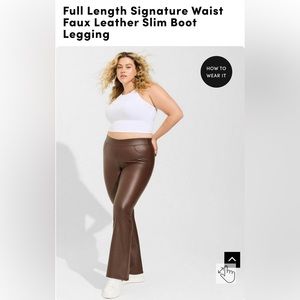 Full Length Signature Waist Faux Leather Slim Boot Legging